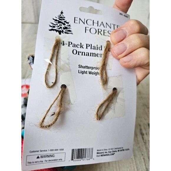 Enchanted Forest plaid star mini ornament set Xmas tree lightweight - Picture 5 of 5